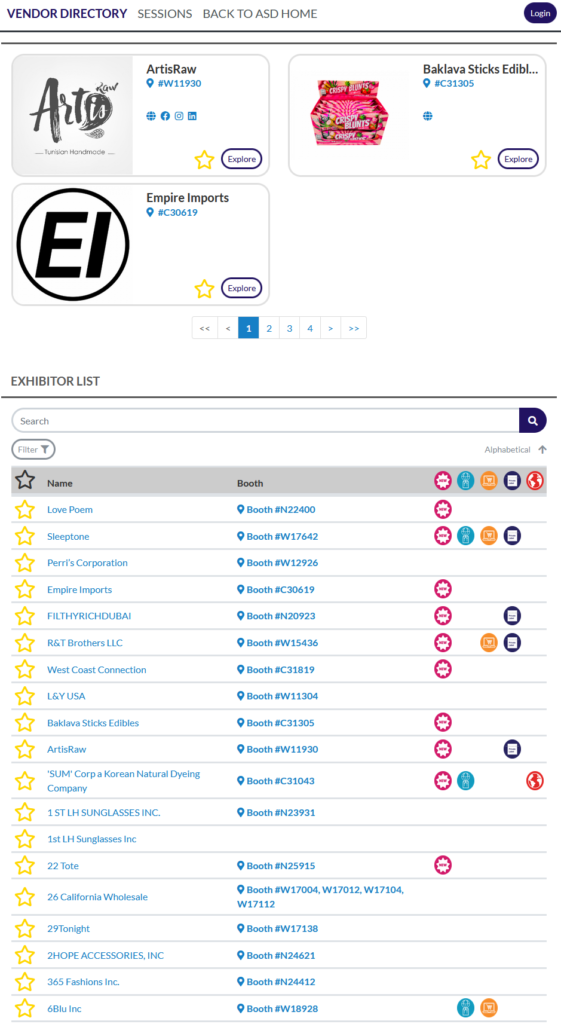 scrape exhibitor list